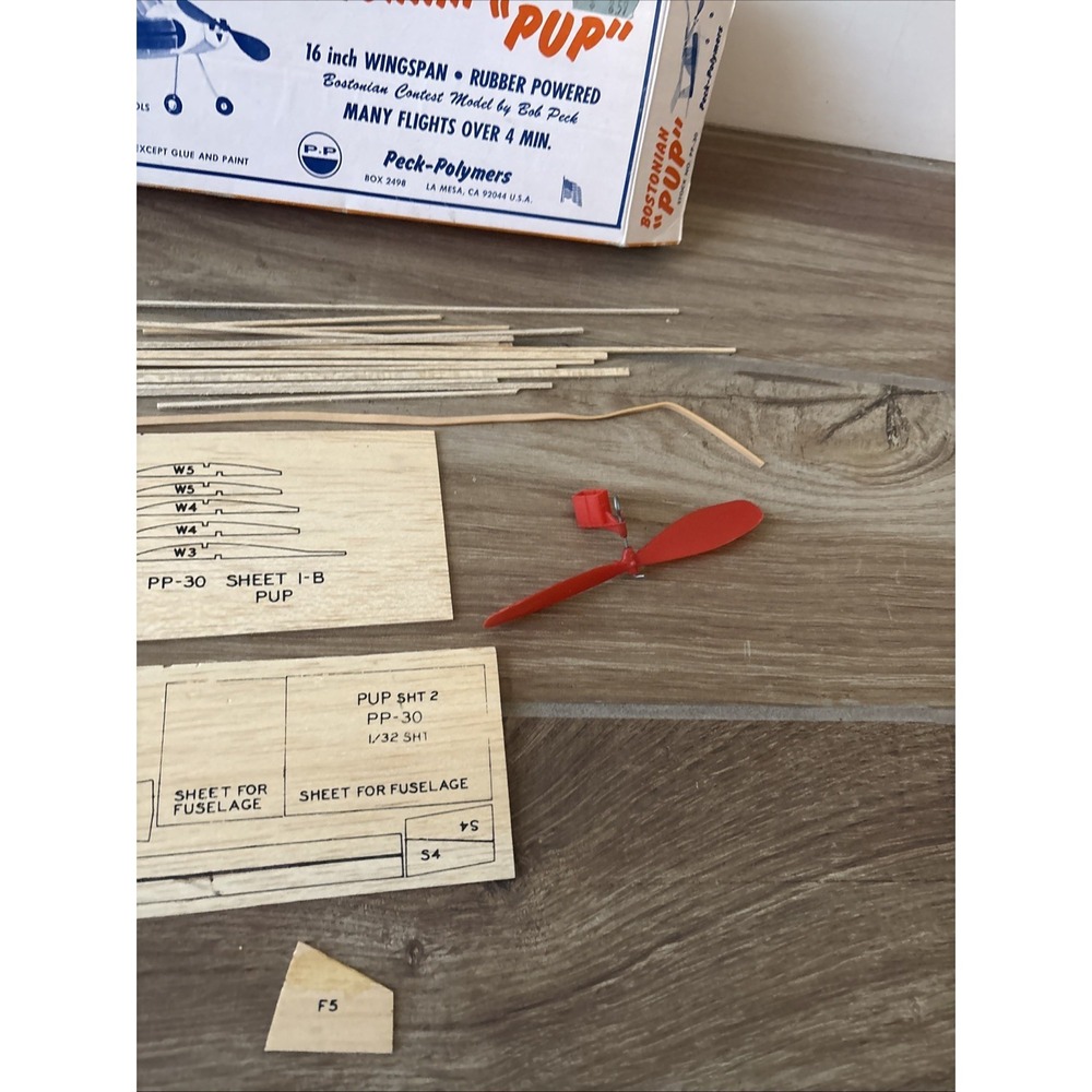 Peck Polymers Bostonian "Pup" PP-30 – 16″ Wingspan – Rubber Powered Aircraft Kit - Picture 7 of 7